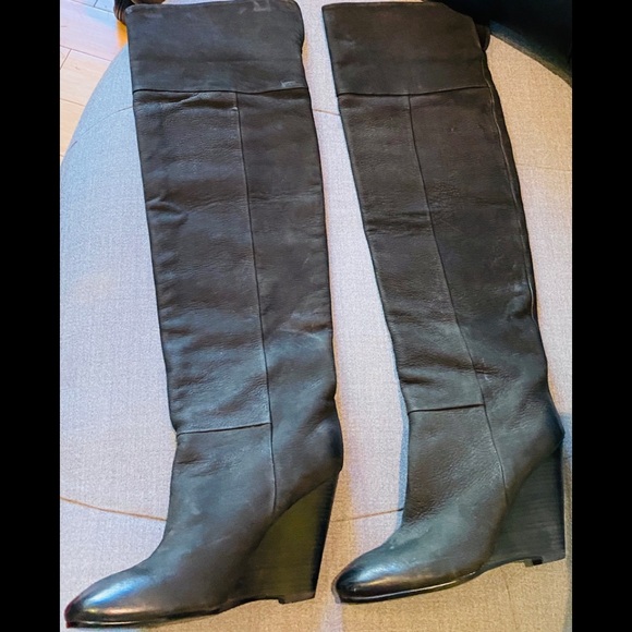 Great ASH Women's Over-The-Knee Wedge Leather Boot - Picture 6 of 13